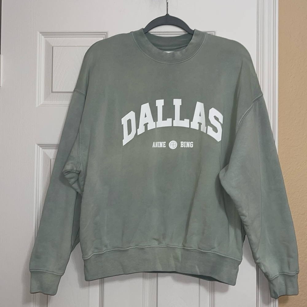 Anine Bing Jaci Sweatshirt University Dallas - Washed Faded Seafoam